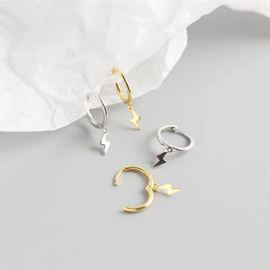 925 Silver Lightning Stud Earrings Women's Metal Style Jewelry