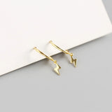 925 Silver Lightning Stud Earrings Women's Metal Style Jewelry