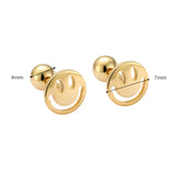 925 Silver Smiley Stud Earrings Hip Hop Women Jewelry
