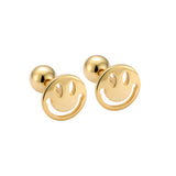 925 Silver Smiley Stud Earrings Hip Hop Women Jewelry