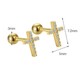 925 Silver Cross Stud Earrings with Diamonds