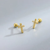 925 Silver Cross Stud Earrings with Diamonds