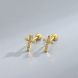 925 Silver Cross Stud Earrings with Diamonds