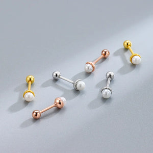 925 Silver Tori Pearl Stud Earrings High Carbon Diamond Ladies Jewelry