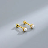 925 Silver Tori Pearl Stud Earrings High Carbon Diamond Ladies Jewelry