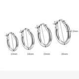 925 Silver Tube Circle Stud Earrings Men's Women's Party