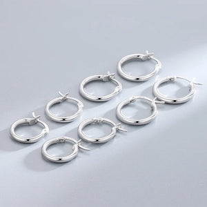 925 Silver Tube Circle Stud Earrings Men's Women's Party