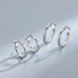 925 Silver Tube Circle Stud Earrings Men's Women's Party