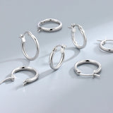 925 Silver Tube Circle Stud Earrings Men's Women's Party