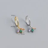 925 Silver Square Zircon Diamond Stud Earrings Women's Jewelry