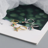 925 Silver Square Zircon Diamond Stud Earrings Women's Jewelry