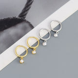 925 Silver Round Stud Earrings Women's Office Jewelry Party Gift