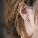 925 Silver Knot Pink Diamond Earrings Zircon Sparkling Jewelry