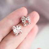 925 Silver Knot Pink Diamond Earrings Zircon Sparkling Jewelry