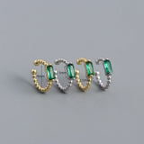 925 Silver Zircon Diamond Baguette Bead Stud Earrings