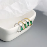 925 Silver Zircon Diamond Baguette Bead Stud Earrings