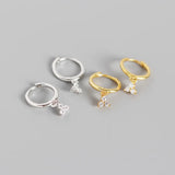 925 Silver Zircon Round Stud Earrings High Carbon Diamond Jewelry
