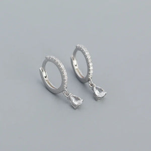925 Silver Zircon Diamond Water Drop Stud Earrings
