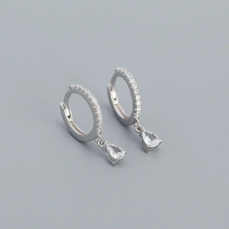 925 Silver Zircon Diamond Water Drop Stud Earrings