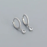 925 Silver Zircon Diamond Water Drop Stud Earrings