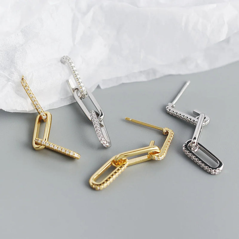 925 Silver Zircon Tassel Chain Earrings for Women