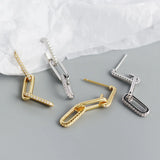 925 Silver Zircon Tassel Chain Earrings for Women