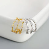 925 Silver Zircon Diamond Bamboo Stud Earrings