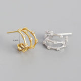 925 Silver Zircon Diamond Bamboo Stud Earrings