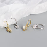 925 Silver Heart Stud Earrings Zirconium Diamond Women's Jewelry