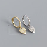925 Silver Heart Stud Earrings Zirconium Diamond Women's Jewelry