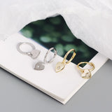 925 Silver Heart Stud Earrings Zirconium Diamond Women's Jewelry