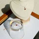 925 Silver Necklace Red Square Diamond Pendant Ladies Chain Jewelry