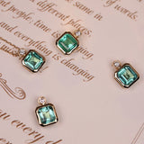 925 Silver Necklace Emerald Diamond Square Pendant Ladies Chain Jewelry