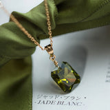 925 Silver Necklace Olive Green Diamond Pendant Ladies Clavicle Chain