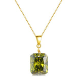 925 Silver Necklace Olive Green Diamond Pendant Ladies Clavicle Chain
