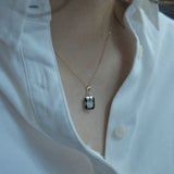 925 Silver Necklace Olive Green Diamond Pendant Ladies Clavicle Chain