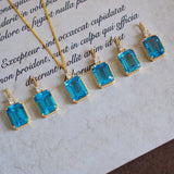925 Silver Necklace Rectangle Cut Diamond Pendant Clavicle Chain Jewelry