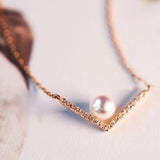 925 Silver V Shape Pearl Necklace for Women