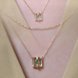 925 Silver Necklace Zircon Square Diamond Pendant Ladies Chain Jewelry