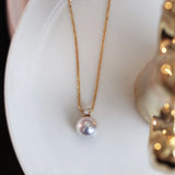 925 Silver Pearl Pendant Necklace Womens Clavicle Chain