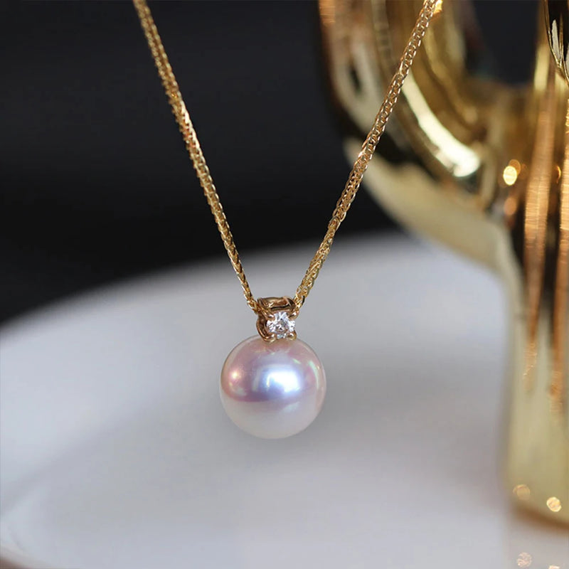 925 Silver Pearl Pendant Necklace Womens Clavicle Chain