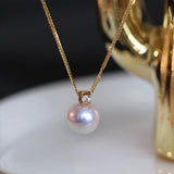 925 Silver Pearl Pendant Necklace Womens Clavicle Chain