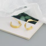 925 Silver Textured C Shape Stud Earrings Women's Jewelry