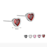 925 Silver Heart Diamond Stud Earrings Men's Women's Jewelry