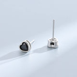 925 Silver Heart Diamond Stud Earrings Men's Women's Jewelry