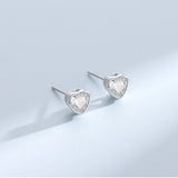 925 Silver Heart Diamond Stud Earrings Men's Women's Jewelry