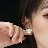 Heart Pearl Stud Earrings Women Jewelry Party Prom Banquet