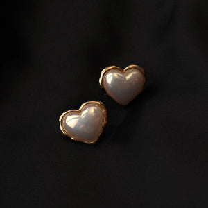 Heart Pearl Stud Earrings Women Jewelry Party Prom Banquet