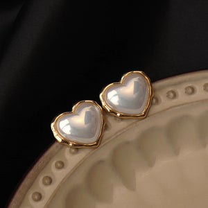 Heart Pearl Stud Earrings Women Jewelry Party Prom Banquet