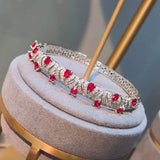 Women Bangles Imitate Mozambique Ruby Bracelet Zircon Jewelry